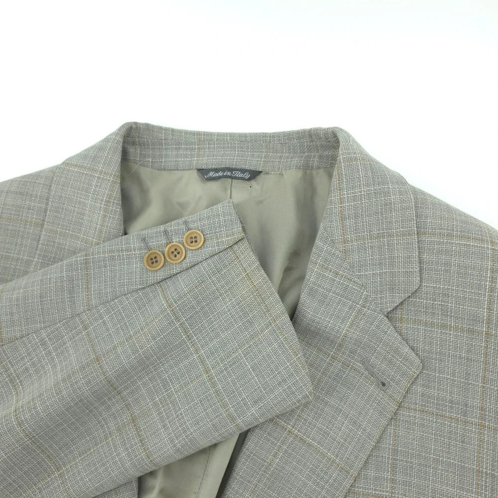 Zanella Mens Sport Coat Loro Piana Wool Grey Plaid 46R Made in‎ Italy 2 Button
